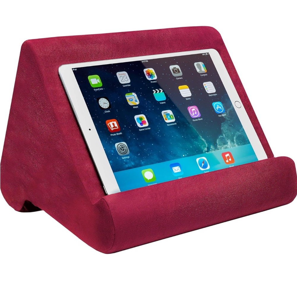 Ontel Pillow Pad Ultra Multi-Angle Soft Tablet Stand, Burgundy for iPad & More